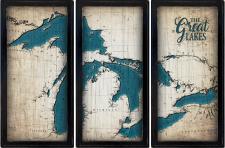 Custom 3 Panel Vintage Map  Framed Wall Sign