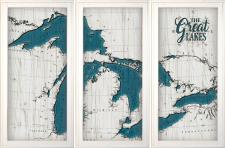 Custom 3 Panel White Frame Map Framed Wall Sign
