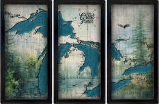 Custom 3 Panel Northern Michigan Art Framed Wall Sign
