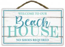 beach house no shoes required Slat Board Rope Hanger Sign