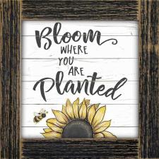 (SUNFLOWER) Bloom Where You Are Planted Framed Wall Sign
