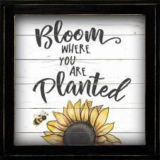 (SUNFLOWER) Bloom Where You Are Planted Framed Wall Sign