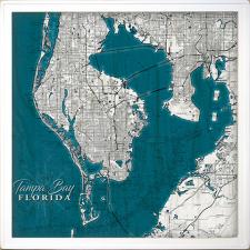 White tone Map Framed Wall Sign