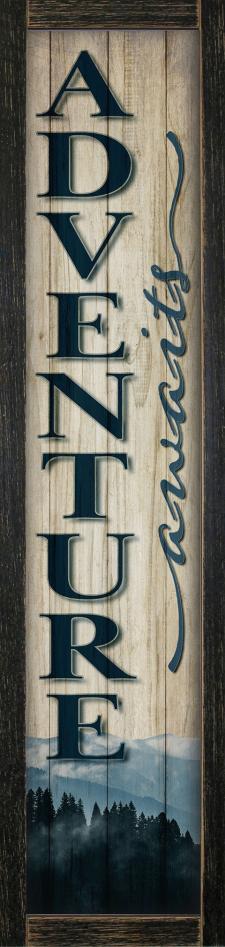 Vertical Adventure Awaits Framed Wall Sign