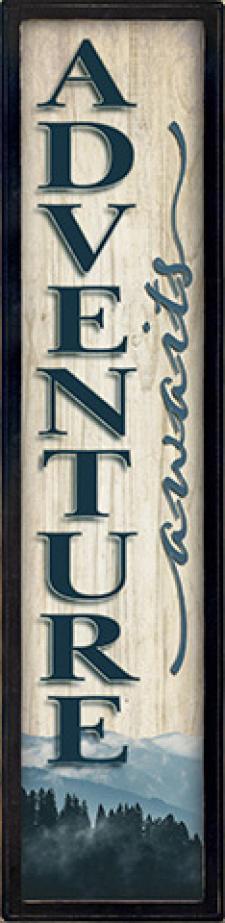 Vertical Adventure Awaits Framed Wall Sign
