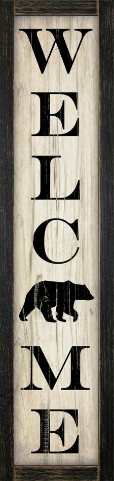 Welcome Bear vertical Framed Wall Sign