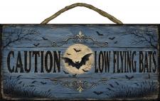 Caution Low Flying Bats Rope Hanger Sign