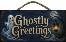 ghostly greetings Rope Hanger Sign