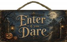Enter If You Dare Blue Rope Hanger Sign