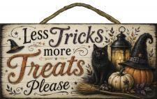 Less Tricks More Treats Rope Hanger Sign