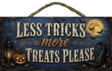 Less Tricks More Treats Rope Hanger Sign 2
