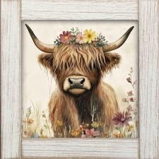 12x12 Framed Highland Cow 3
