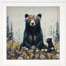 12x12 Framed Black Bear Mama Bear & Cub 1