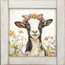 12x12 Framed Goat in Flower Field 3