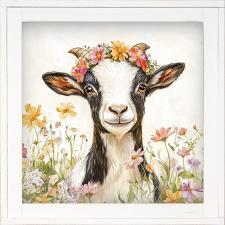 12x12 Framed Goat in Flower Field 3
