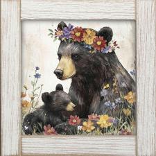 12x12 Framed Black Bear Mama Bear & Cub 2