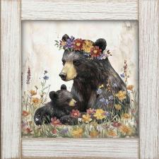 12x12 Framed Black Bear Mama Bear & Cub 3