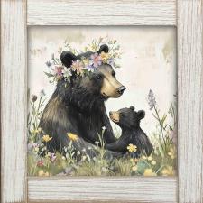 12x12 Framed Black Bear Mama Bear & Cub 4