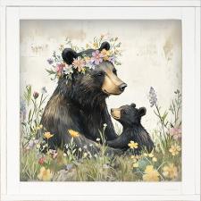 12x12 Framed Black Bear Mama Bear & Cub 4