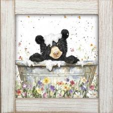 12x12 Framed Black Bear Bathing 1 
