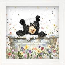12x12 Framed Black Bear Bathing 1 