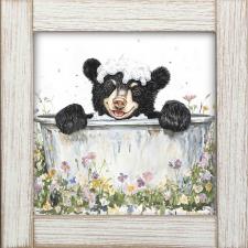 12x12 Framed Black Bear Bathing 2 
