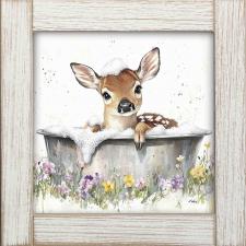 12x12 Framed Fawn Bathing 