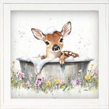 12x12 Framed Fawn Bathing 