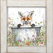 12x12 Framed Fox Bathing 2