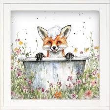 12x12 Framed Fox Bathing 2
