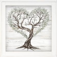 12x12 Framed Heart Tree Green