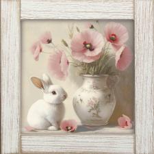 12x12 Framed Rabbit & Floral & Vase