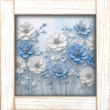 12x12 Framed Colorful Floral Blue Box Sign