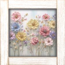 12x12 Framed Colorful Pastel Floral
