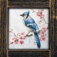 12x12 Framed Blue Jay 1