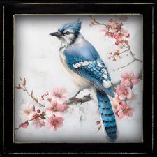 12x12 Framed Blue Jay 1