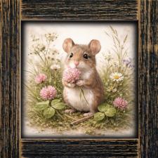 12x12 Framed Floral Mouse