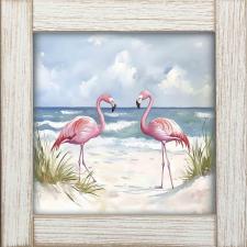12x12 Framed 2 Flamingos