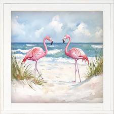 12x12 Framed 2 Flamingos