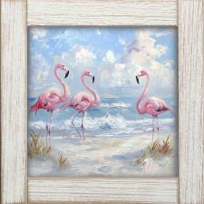 12x12 Framed 3 Flamingos