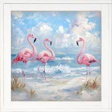 12x12 Framed 3 Flamingos