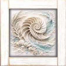 12x12 Framed Spiral Sheel In Ocean Scene