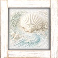 12x12 Framed Sea Shell In Ocean Scene