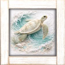 12x12 Framed Sea Turtle In Ocean Scene