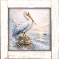 12x12 Framed Pelican With Ocean View 1
