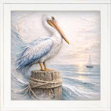 12x12 Framed Pelican With Ocean View 1
