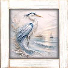 12x12 Framed Blue Herron With Ocean View