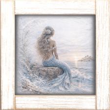12x12 Framed Mermaid On Rocks 1