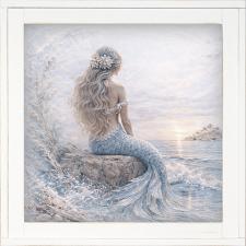 12x12 Framed Mermaid On Rocks 1