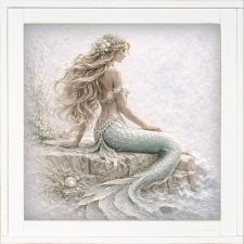 12x12 Framed Mermaid On Rocks 2